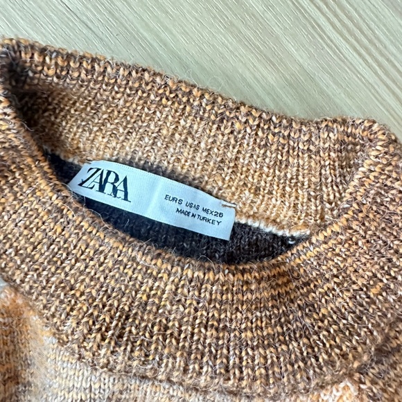 NEW Zara Brown & Orange Ombre Fringe Knit Crop Sweater Sz Small - Picture 4 of 12